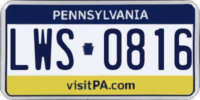 PA license plate LWS0816