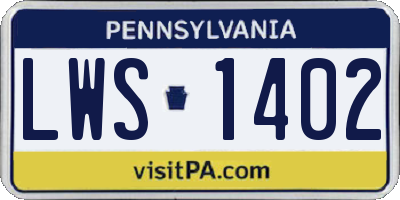 PA license plate LWS1402