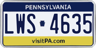 PA license plate LWS4635