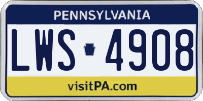 PA license plate LWS4908