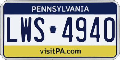 PA license plate LWS4940