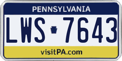 PA license plate LWS7643