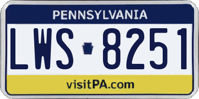PA license plate LWS8251