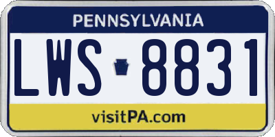 PA license plate LWS8831