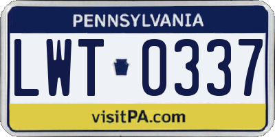 PA license plate LWT0337