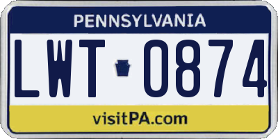 PA license plate LWT0874
