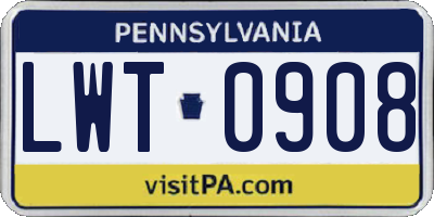 PA license plate LWT0908