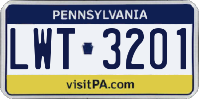 PA license plate LWT3201