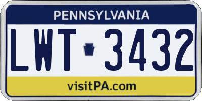 PA license plate LWT3432
