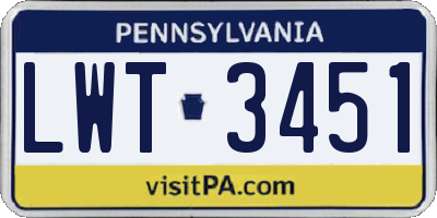 PA license plate LWT3451