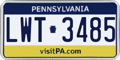PA license plate LWT3485