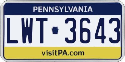 PA license plate LWT3643