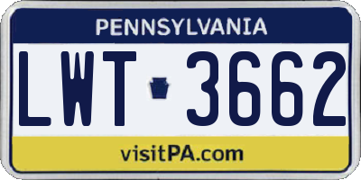 PA license plate LWT3662