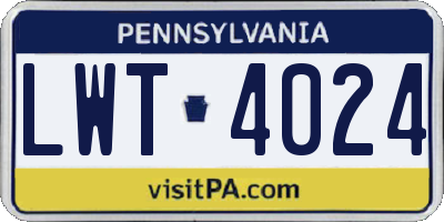 PA license plate LWT4024