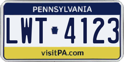PA license plate LWT4123