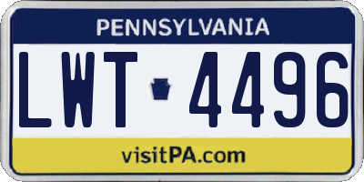 PA license plate LWT4496