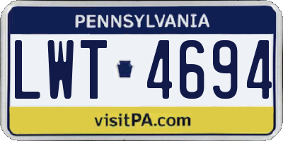 PA license plate LWT4694