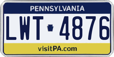 PA license plate LWT4876