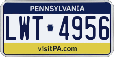 PA license plate LWT4956