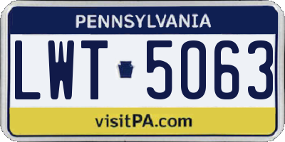 PA license plate LWT5063