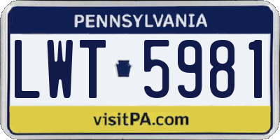 PA license plate LWT5981
