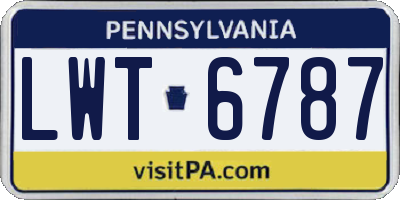 PA license plate LWT6787