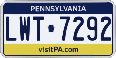 PA license plate LWT7292
