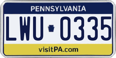 PA license plate LWU0335