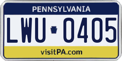 PA license plate LWU0405