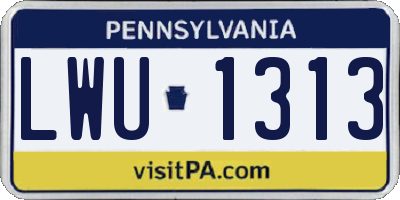 PA license plate LWU1313