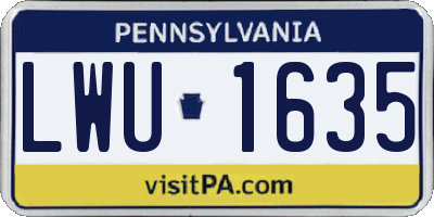 PA license plate LWU1635