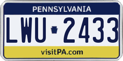 PA license plate LWU2433