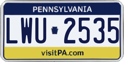 PA license plate LWU2535