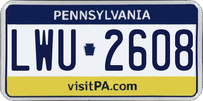 PA license plate LWU2608