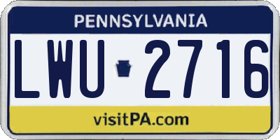 PA license plate LWU2716