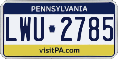 PA license plate LWU2785