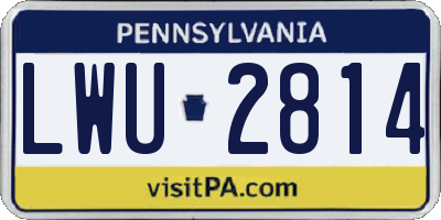 PA license plate LWU2814