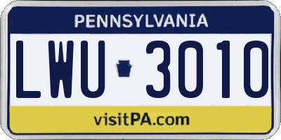 PA license plate LWU3010