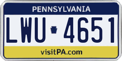 PA license plate LWU4651