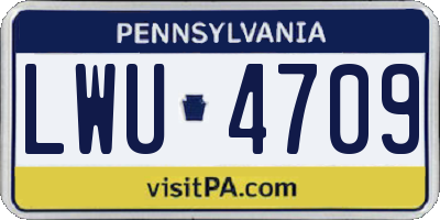 PA license plate LWU4709