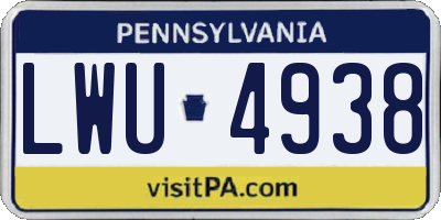 PA license plate LWU4938