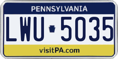 PA license plate LWU5035
