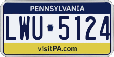 PA license plate LWU5124
