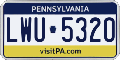 PA license plate LWU5320