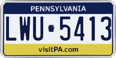 PA license plate LWU5413