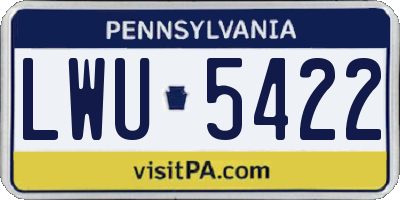 PA license plate LWU5422