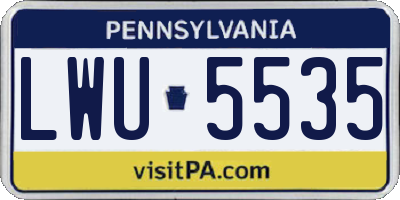 PA license plate LWU5535