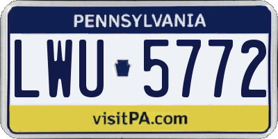 PA license plate LWU5772
