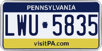 PA license plate LWU5835