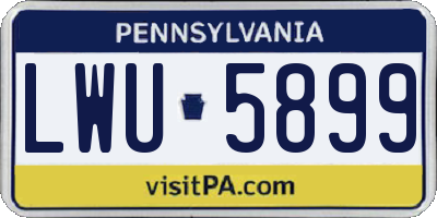 PA license plate LWU5899